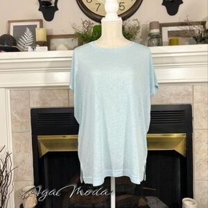 Athleta Light Blue Seamless Drop Sleeve Top